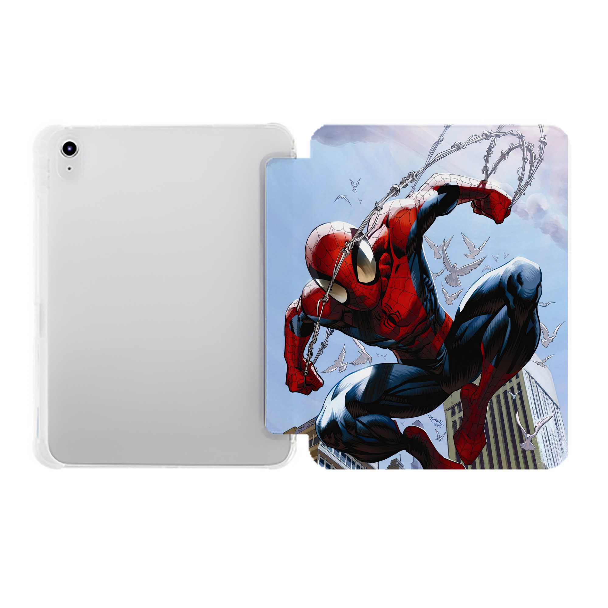 （画像用） Spider Man スパイダーマン IPad ケース ペン収納付き 三つ折りスタンド PUレザー×シリコン 対応機種9.5/10.5/10.9インチ